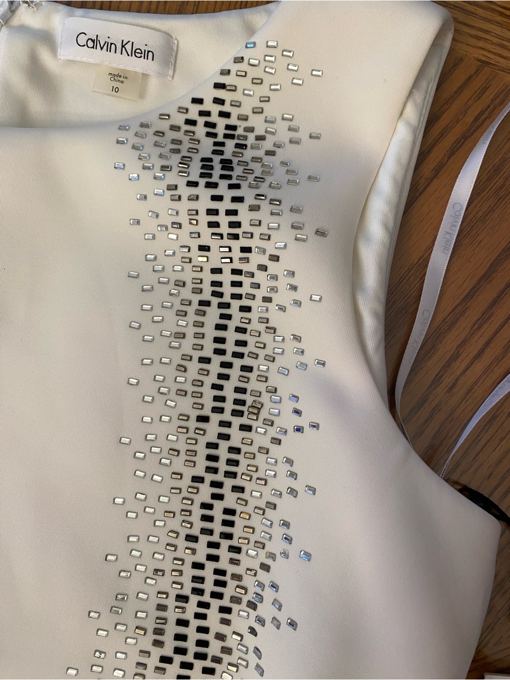 Calvin Klein White Mini Dress with Silver Accents - Picture 5 of 8